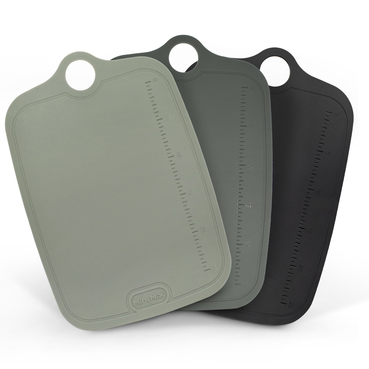 TPU Cutting Board. 3-Piece Set. Light Gray, Gray & Black.
